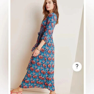 Anthro Maeve Philomena Maxi dress Sz 8 New with tags blue orange aqua florals